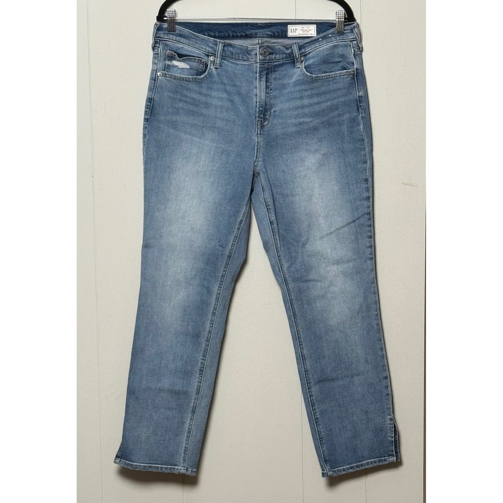 Gap Women's Vintage Slim Mid Rise Jeans Medium Wash Side Slit Hem Size 32/14R